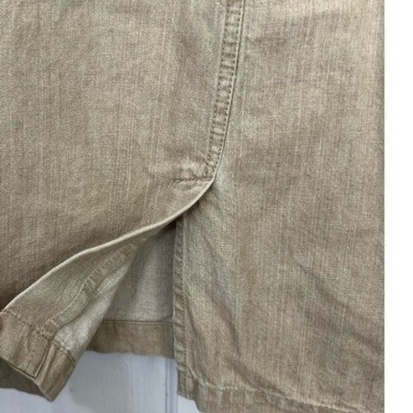 Ralph Lauren Mini Skirt Womens 14 Camel Tan 100% Cotton 4 Pocket Hem Slit - Picture 5 of 6